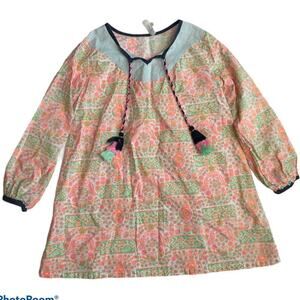 Seed White Pink Multi Girls Tunic With Tassels Size 4-5